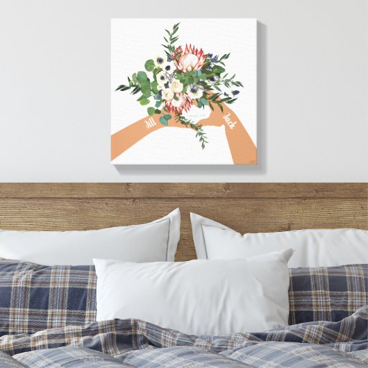 Wedding Floral Bouquet Art Names Canvas Afdruk (Insitu (Slaapkamer))