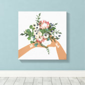 Wedding Floral Bouquet Art Names Canvas Afdruk (Insitu (Houten vloer))