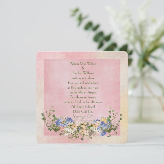 Wedding Floral Bouquet Kaart (Staand voorkant)