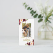 Wedding Floral Burgundy Foto Registry Insert Kaart (Staand voorkant)