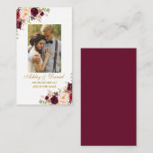 Wedding Floral Burgundy Foto Registry Insert Kaart (Voorkant / Achterkant)