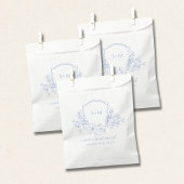 Wedding Floral Crest Monogram Dusty Blue Bedankzakje