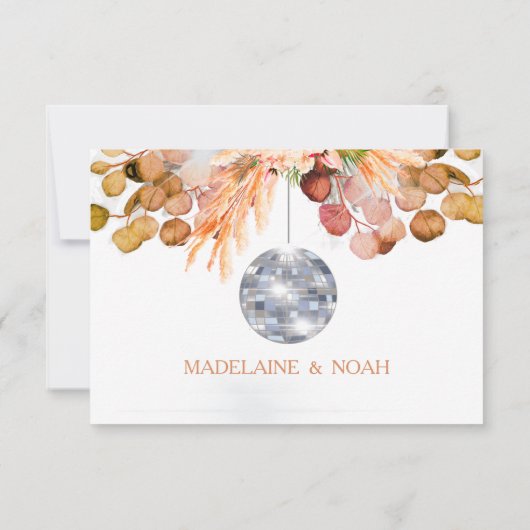 Wedding Floral Disco Ball Save the Date (Achterkant)