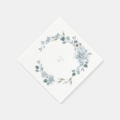 Wedding Floral Dusty Blue Couple Names Napkins Servet (Hoek)