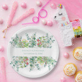 Wedding Floral Elegant Greenery Waterverf Names Papieren Bordje (Feest)