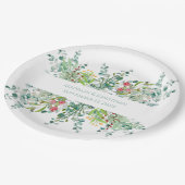 Wedding Floral Elegant Greenery Waterverf Names Papieren Bordje (Gekanteld)