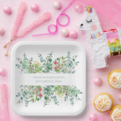 Wedding Floral Elegant Greenery Waterverf Names Papieren Bordje (Feest)