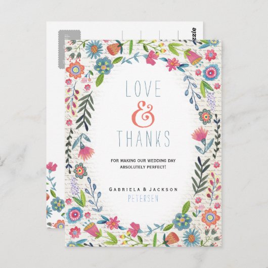 Wedding Floral Fun | Hartelijk dank Briefkaart (Voorkant / Achterkant)