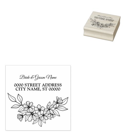 Wedding floral Lijst Party Retouradres Rubberstempel (Gestempeld)