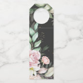 Wedding Floral Luxury Black en Pink Flessenhanger (Achterkant)