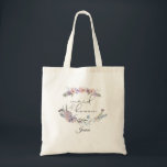 Wedding Floral Maid of Honor Personalized Tote Bag<br><div class="desc">Erken uw eerbetoon met deze gepersonaliseerde canvas tas met zachte, mooie pastelachtige waterverf bobho-wildbloemen in tinten van lila, viool, perzik, brij, stoffig blauw en groenen en gepersonaliseerd met haar naam. Neem contact op met de ontwerper via Zazzle Chat of makeitaboutyoustore@gmail.com als u wilt dat dit ontwerp wordt gewijzigd of op...</div>