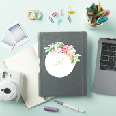 Wedding Floral Monogram uitgesneden in Wreath Sticker (iPad Cover)