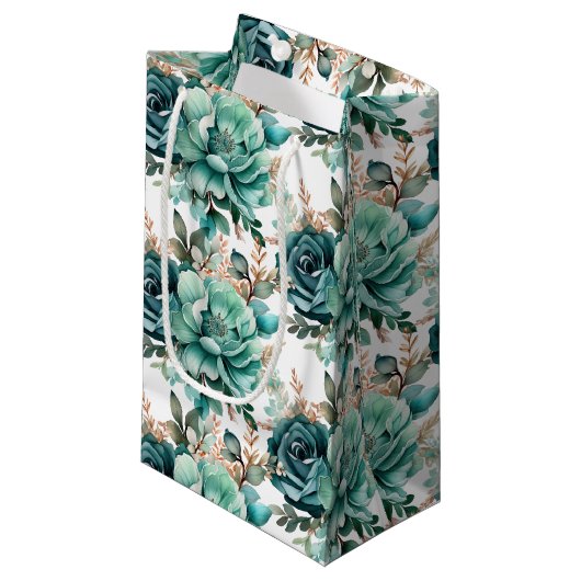 Wedding Floral Print Gift Bag Klein Cadeauzakje (Voorkant Gekanteld)