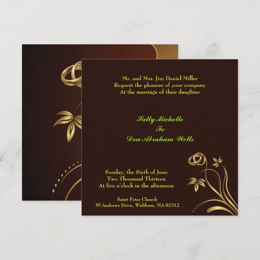 Wedding Floral-uitnodiging Kaart (Voorkant / Achterkant)