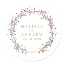 Wedding Floral Watercolor Garland in Purple Shades