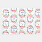 Wedding Floral Wreath Personalize Names Damask 3 Inpakpapier Vel (Voorkant 3)