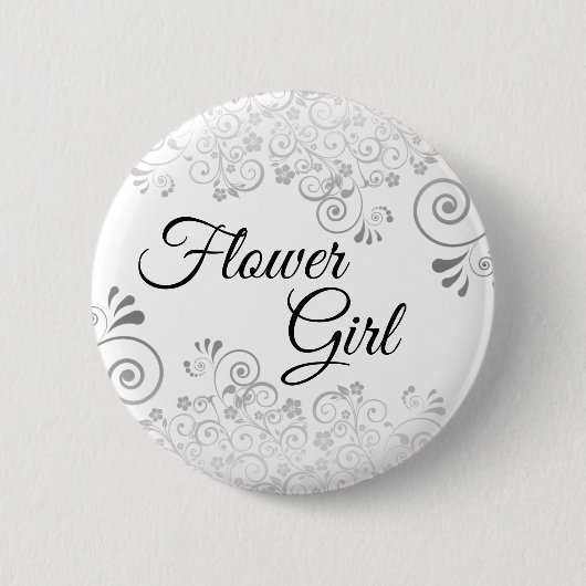 Wedding Flower Girl Button Silver Gray Frills (Voorkant)