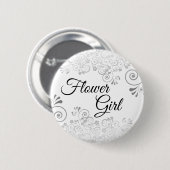 Wedding Flower Girl Button Silver Gray Frills (Voorkant /achterkant)