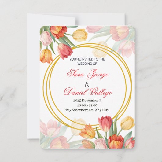wedding flower invitation kaart (Voorkant)
