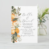 Wedding Flowers Fruit Sinaasappels Ceremonie Kaart (Staand voorkant)