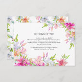 Wedding Flowers Lelies en Vogels Waterverf Informatiekaartje (Voorkant / Achterkant)