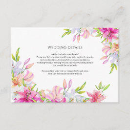 Wedding Flowers Lelies en Vogels Waterverf Informatiekaartje