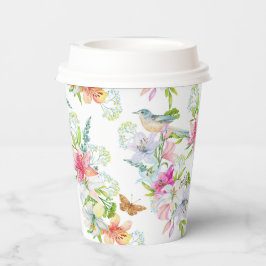 Wedding Flowers Lelies en Vogels Waterverf Papieren Bekers