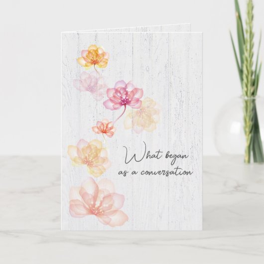 Wedding Flowers op Whitewash Wood Kaart (Voorkant)