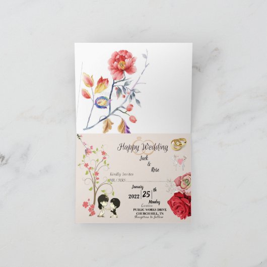 Wedding Folded Uitnodiging (Binnen)