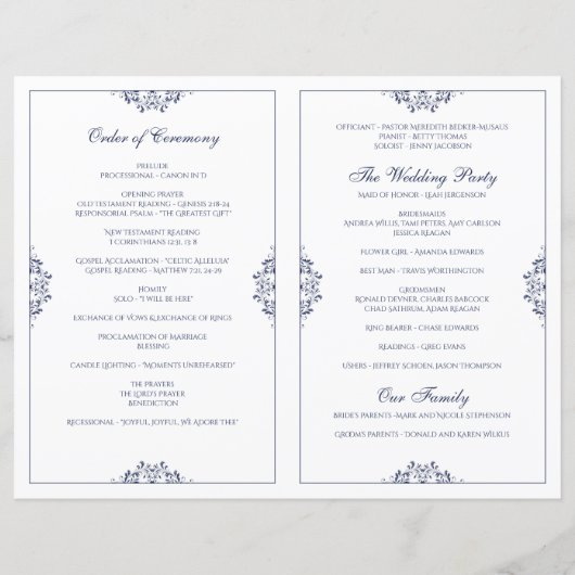 Wedding Foldover Program Booklet - Nadine (marine) (Achterkant)