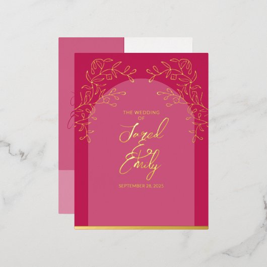 Wedding Folie Invitation Briefkaart (Voorkant / Achterkant)