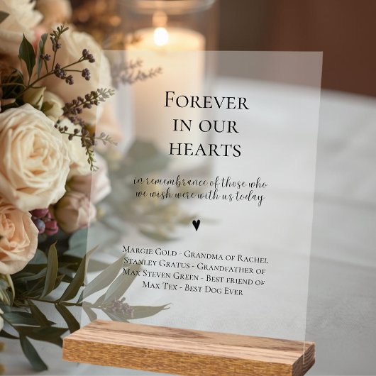 Wedding Forever In Our Hearts Memorial Acryl Bord