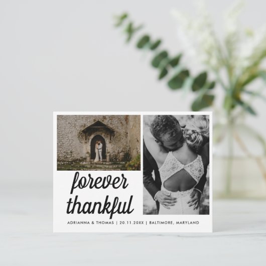 Wedding Forever Thanksgiving Elegant Script Twee f Briefkaart (Staand voorkant)