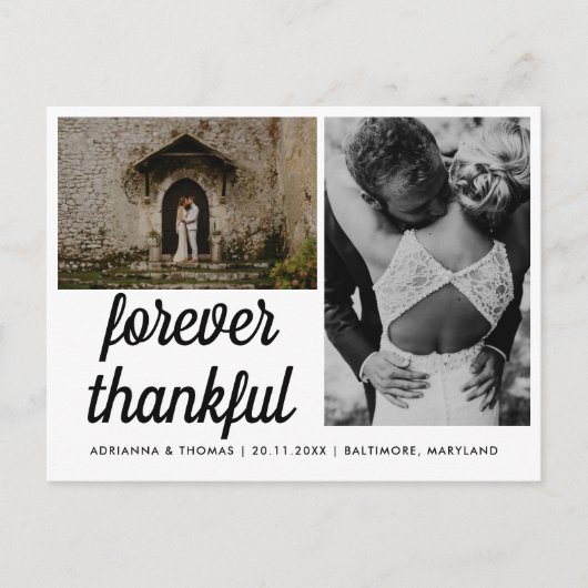 Wedding Forever Thanksgiving Elegant Script Twee f Briefkaart (Voorkant)