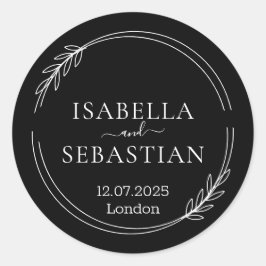 Wedding Formal Black Color Ronde Sticker