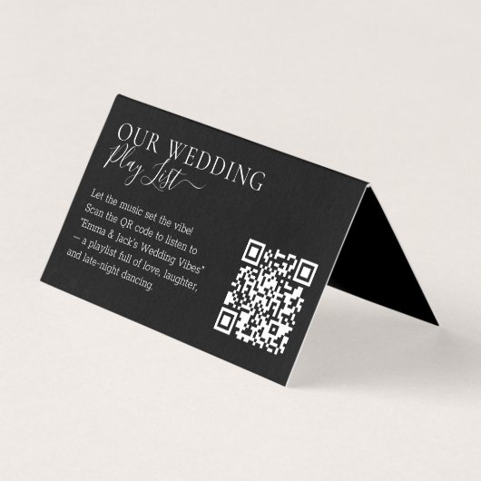 Wedding Formal Black QR Code Playlist Kaart (Voorkant)