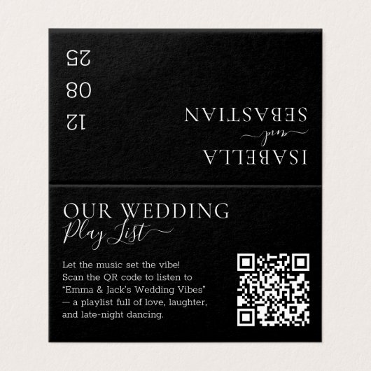Wedding Formal Black QR Code Playlist Kaart (Buitenkant ongevouwen)