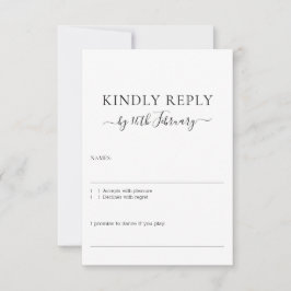 Wedding Formal Black Signature Kindly Reply RSVP Kaartje