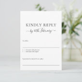 Wedding Formal Black Signature Kindly Reply RSVP Kaartje (Staand voorkant)