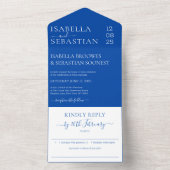 Wedding Formal Cobalt Blue Kindly Reply invite All In One Uitnodiging (Binnen)