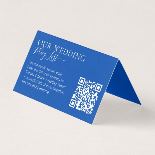 Wedding Formal Cobalt Blue QR Code Playlist Kaart (Voorkant)