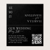 Wedding Formele Zwarte QR-code Afspeellijst Kaart (Buitenkant ongevouwen)