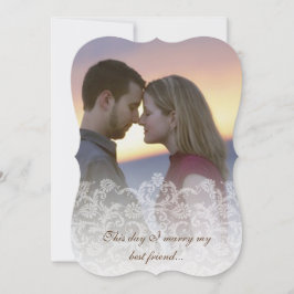 Wedding Foto  Lace Damask-uitnodigingen Kaart