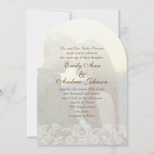 Wedding Foto  Lace Damask-uitnodigingen Kaart (Achterkant)