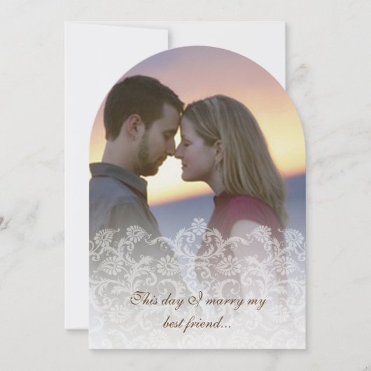 Wedding Foto  Lace Damask-uitnodigingen Kaart (Voorkant)