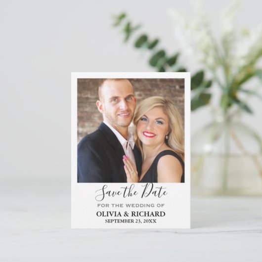 Wedding Foto opslaan Datum bekendmaking Briefkaart (Staand voorkant)