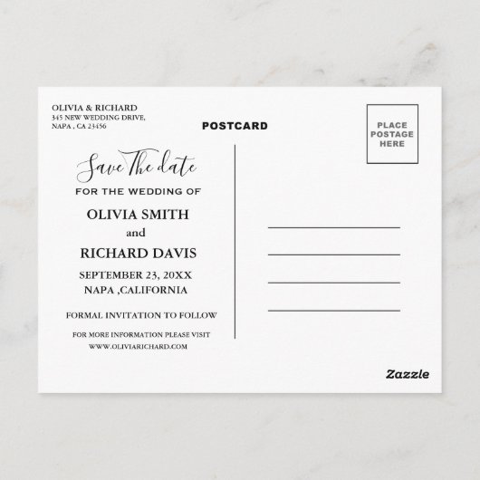 Wedding Foto opslaan Datum bekendmaking Briefkaart (Achterkant)