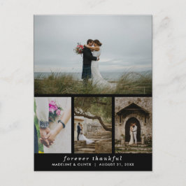 Wedding Four Photo Simple Forever Dankbaar Briefkaart
