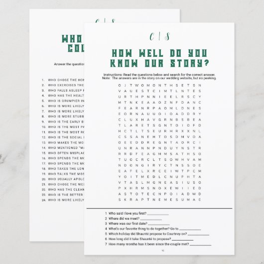 Wedding Game Word Zoeken v2 (Voorkant / Achterkant)