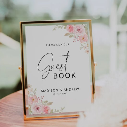 Wedding gastenboek teken sjabloon, Roos Kaart